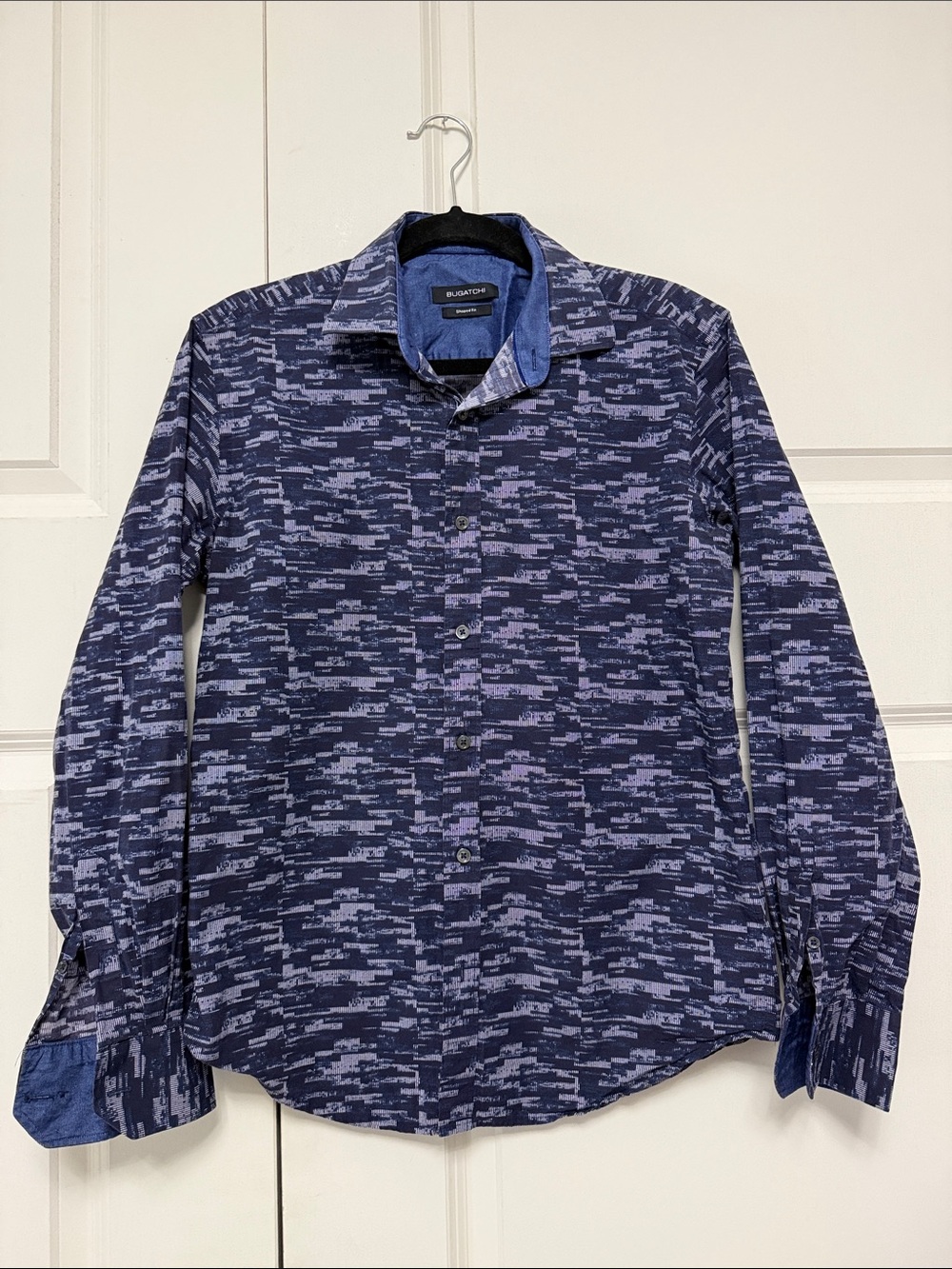Bugatchi Blue Patterned Long-Sleeve Button-Down Shirt